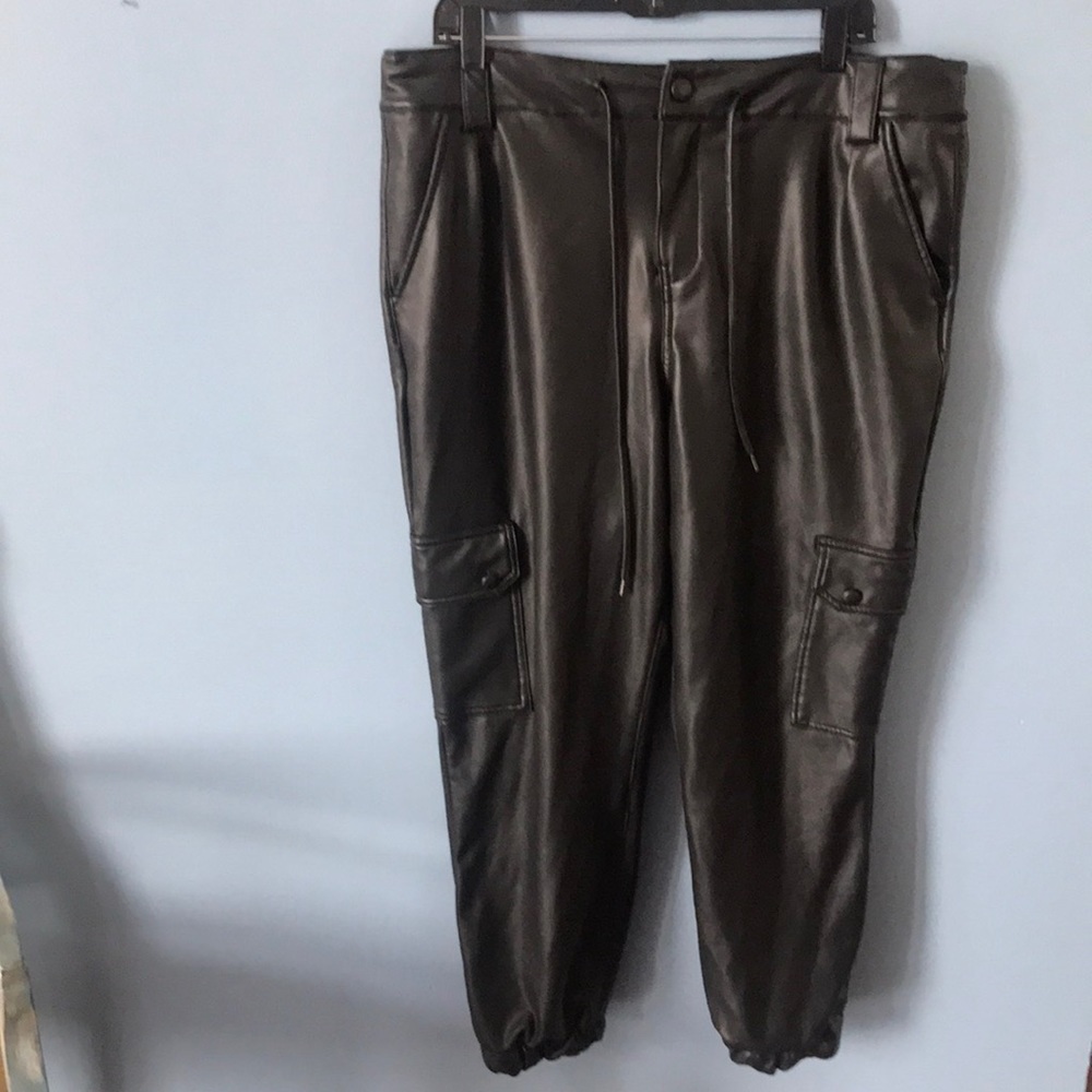 Banjara black faux leather high rise zip up pants Size XL